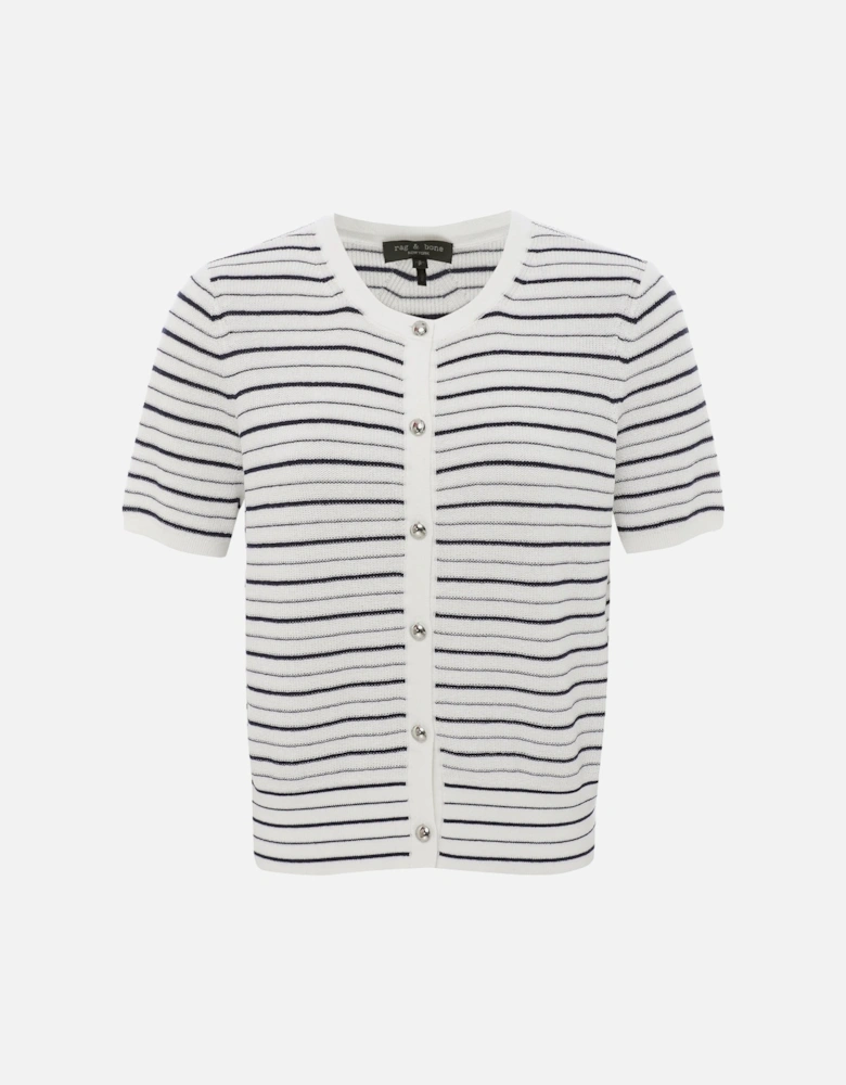 Dina Striped Cotton-Blend Cardigan