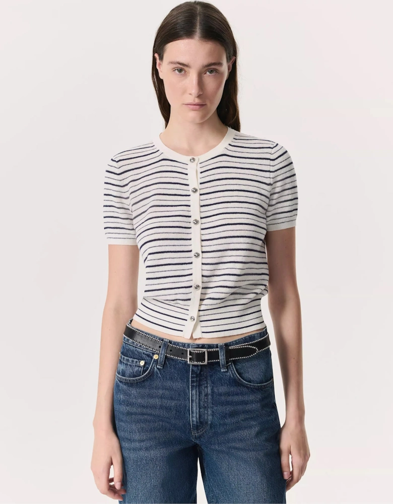Dina Striped Cotton-Blend Cardigan
