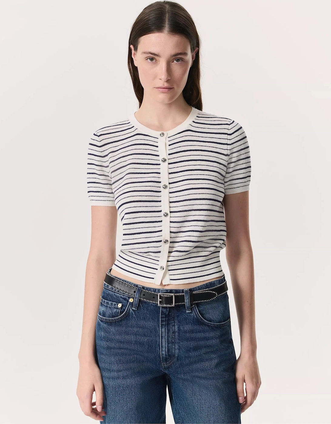 Dina Striped Cotton-Blend Cardigan