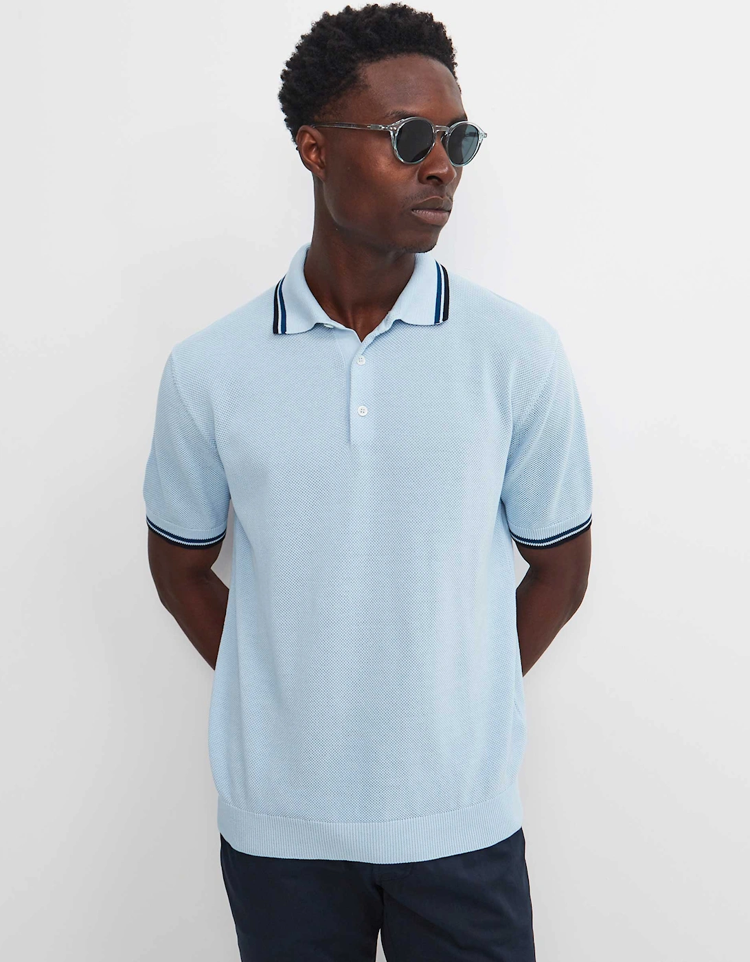 Crepe Cotton Twin Tipped Polo Shirt