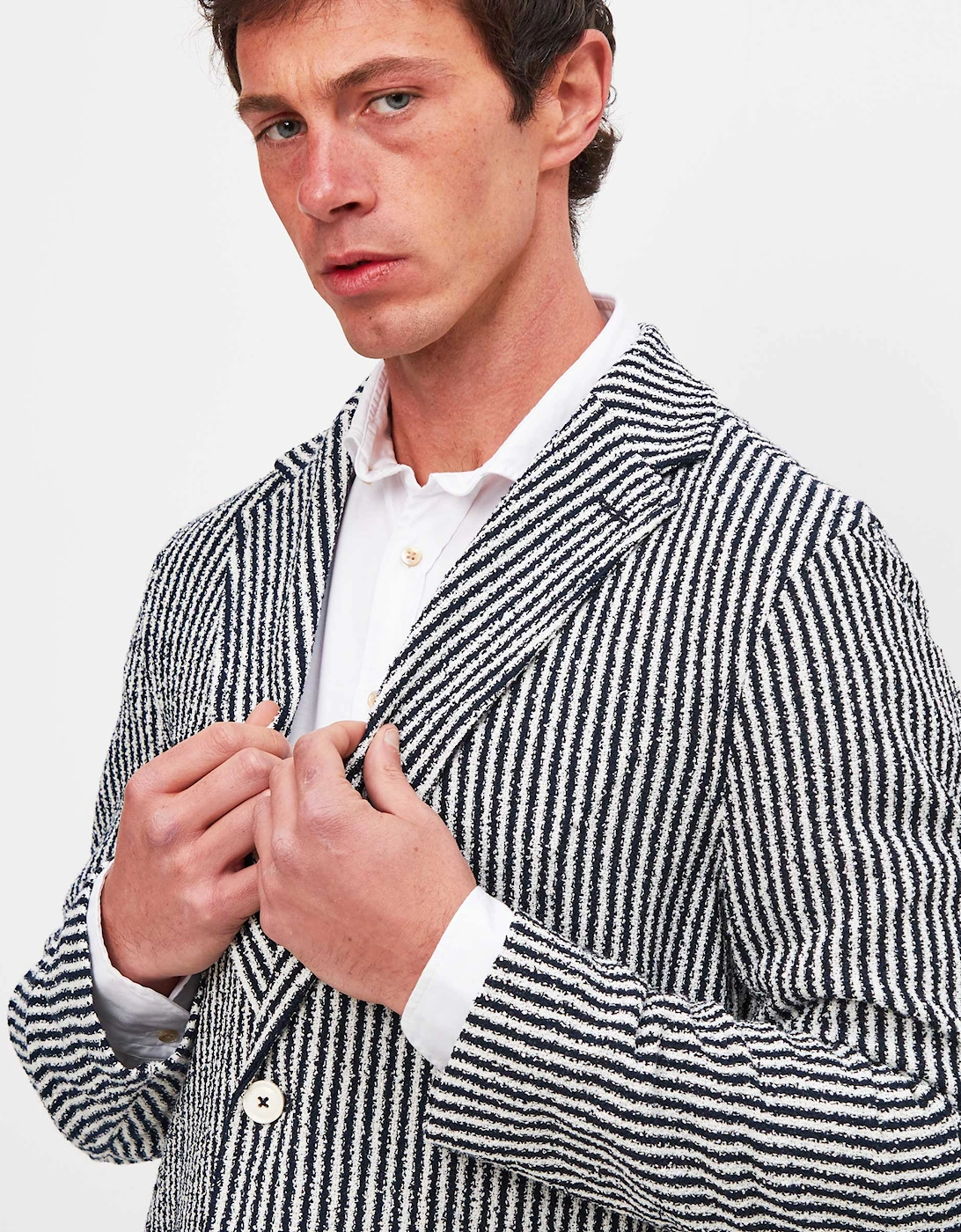 Slim Fit Textured Striped Blazer