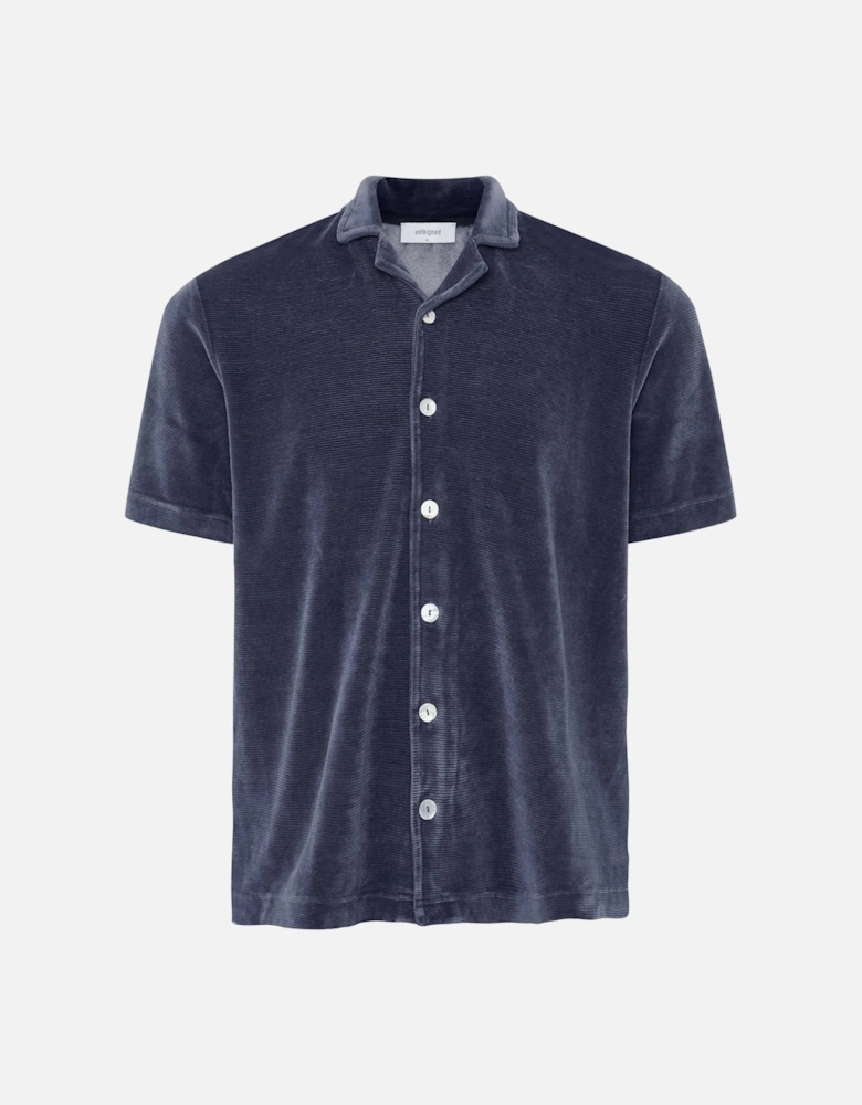 Button-Down Velour Polo Shirt
