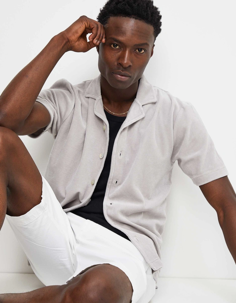 Button-Down Velour Polo Shirt