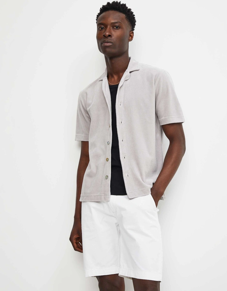 Button-Down Velour Polo Shirt