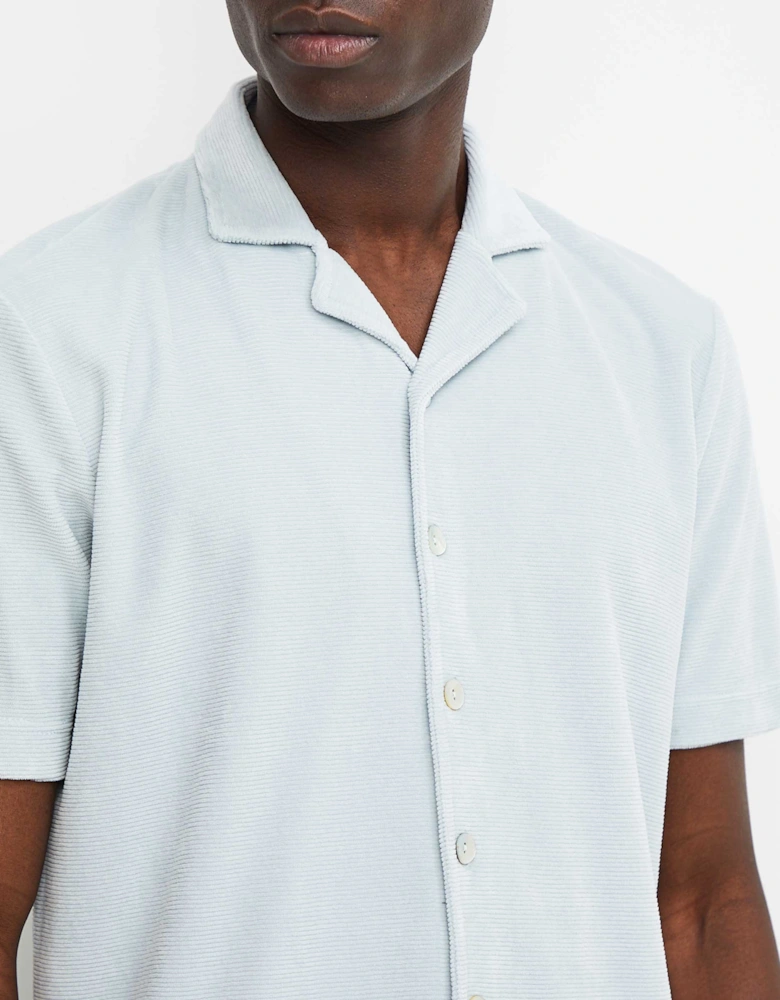 Button-Down Velour Polo Shirt