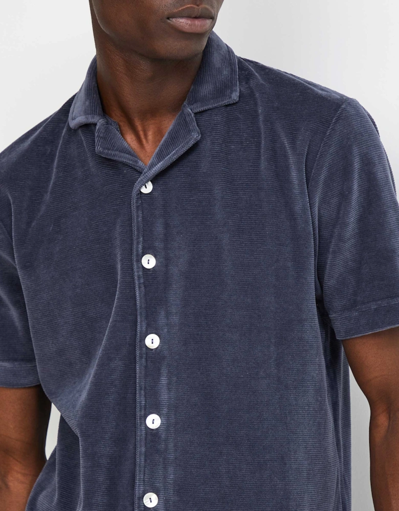 Button-Down Velour Polo Shirt