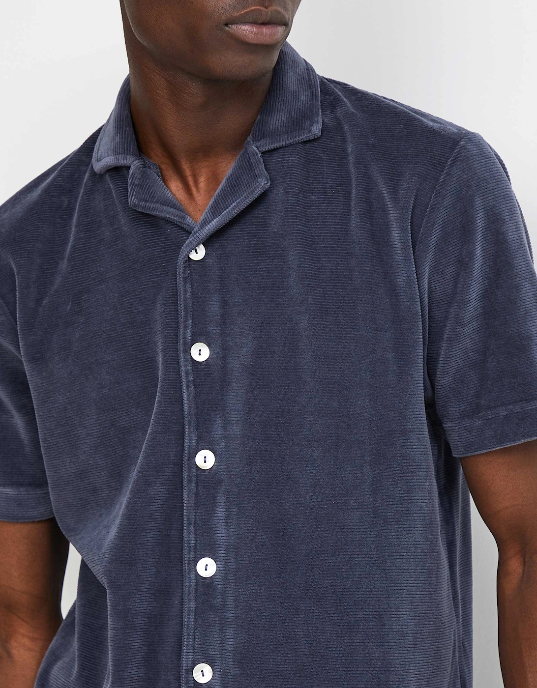 Button-Down Velour Polo Shirt