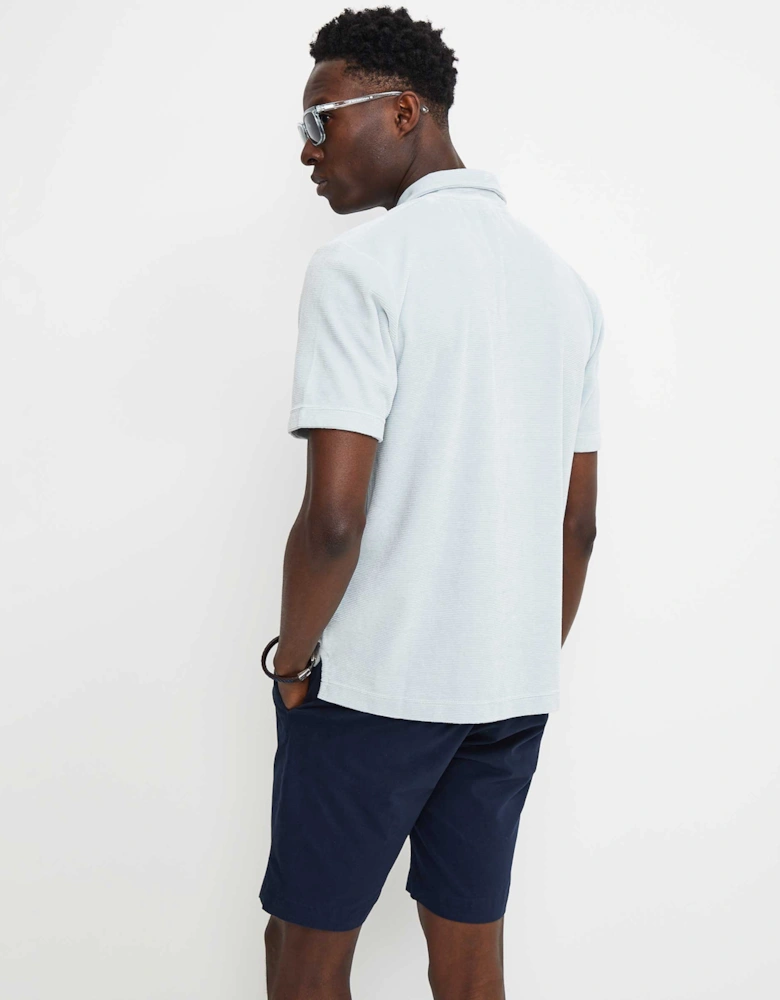Button-Down Velour Polo Shirt