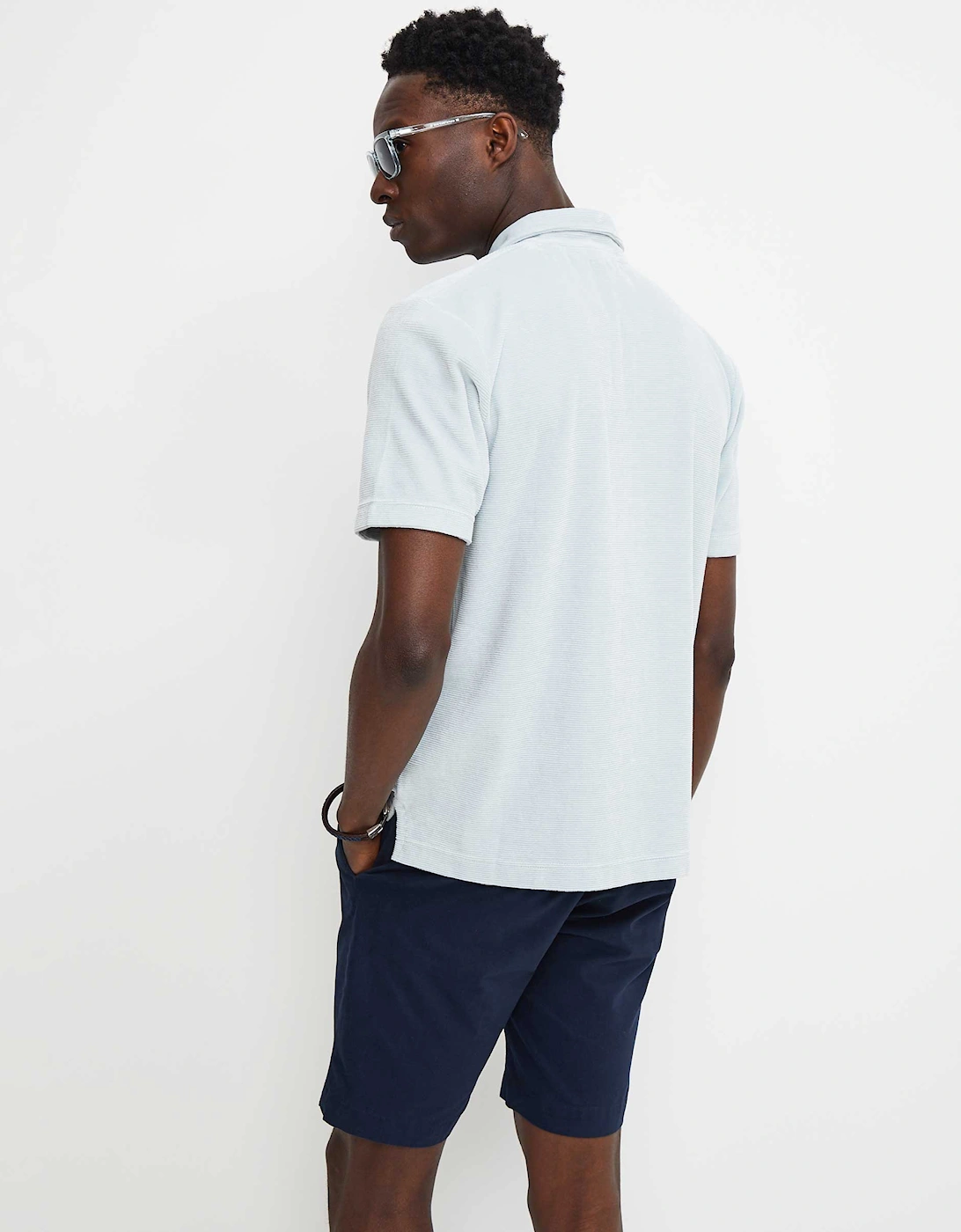 Button-Down Velour Polo Shirt