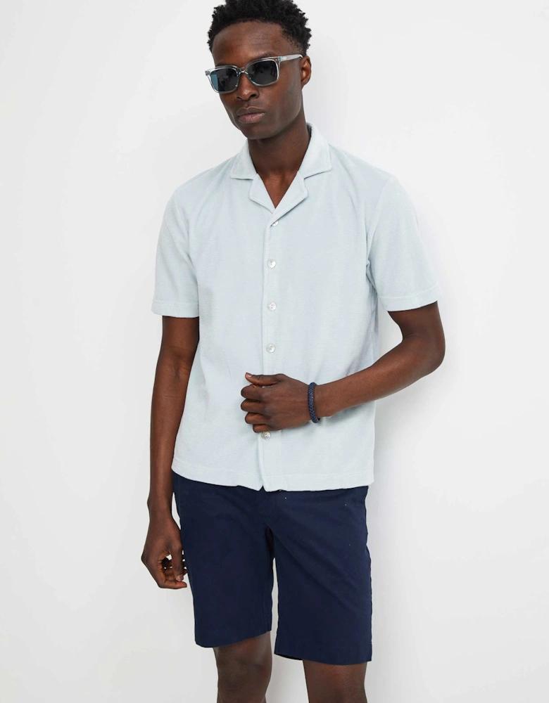 Button-Down Velour Polo Shirt