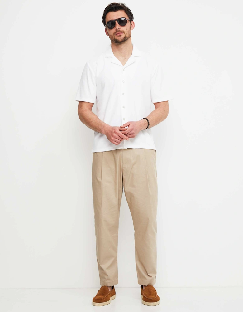 Button-Down Velour Polo Shirt