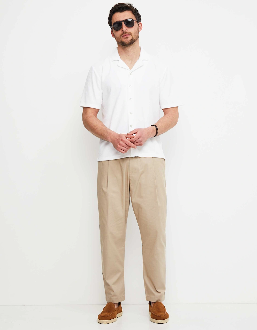 Button-Down Velour Polo Shirt