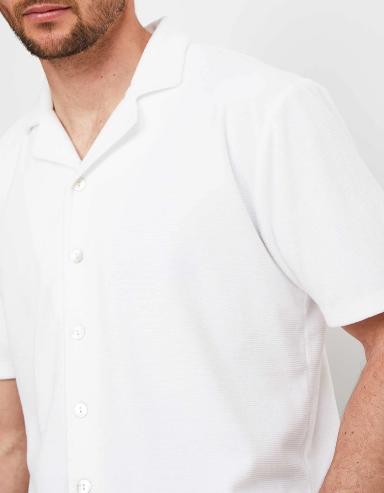 Button-Down Velour Polo Shirt