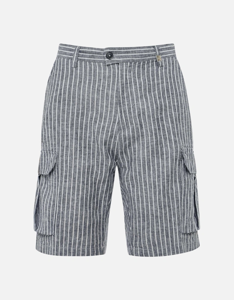 Linen Cotton Striped Cargo Shorts