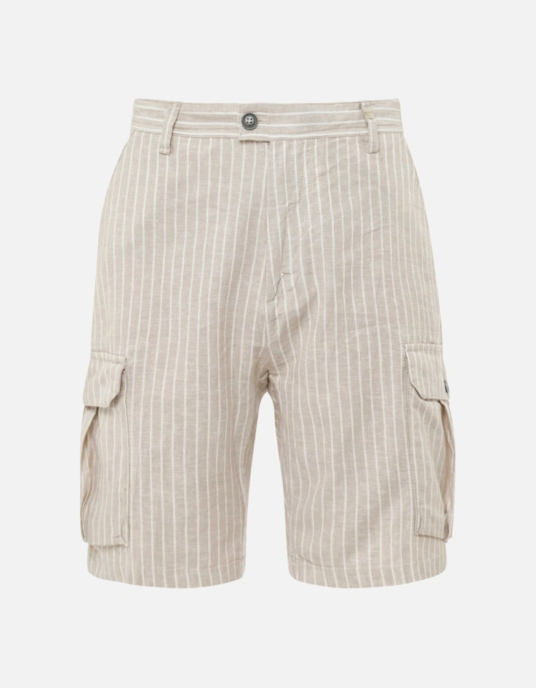 Linen Cotton Striped Cargo Shorts