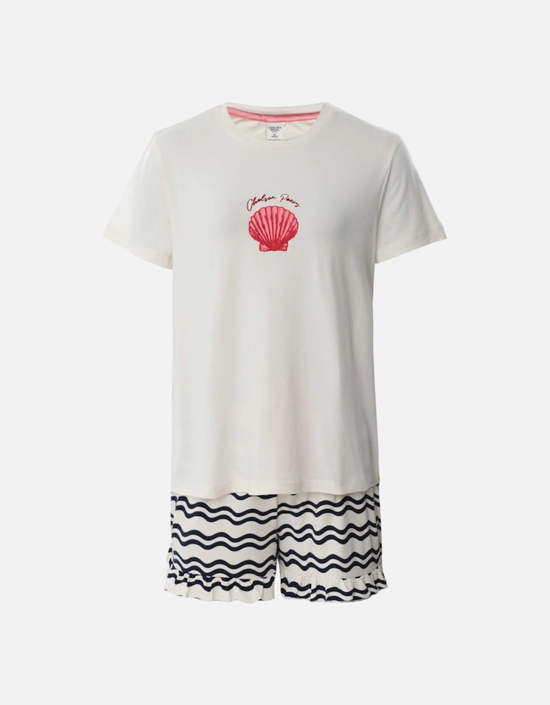 Wavy Stripe Shell Print Short Pyjamas