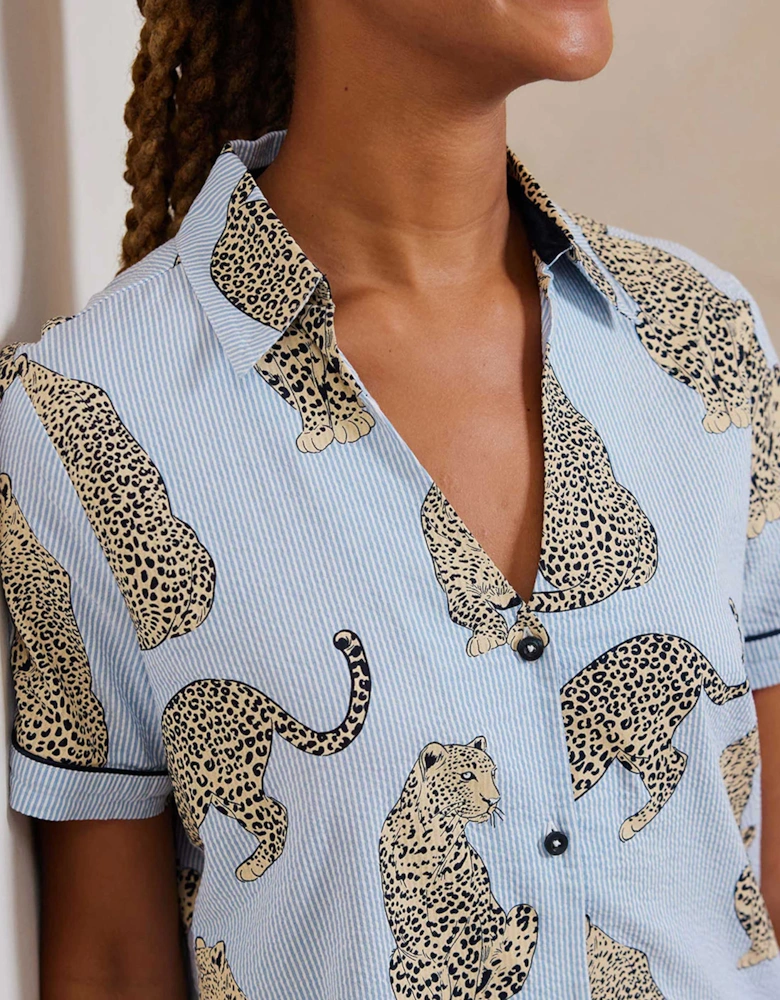 Seersucker Leopard Stripe Pyjama Set