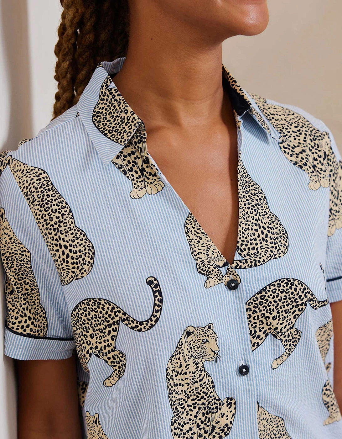 Seersucker Leopard Stripe Pyjama Set