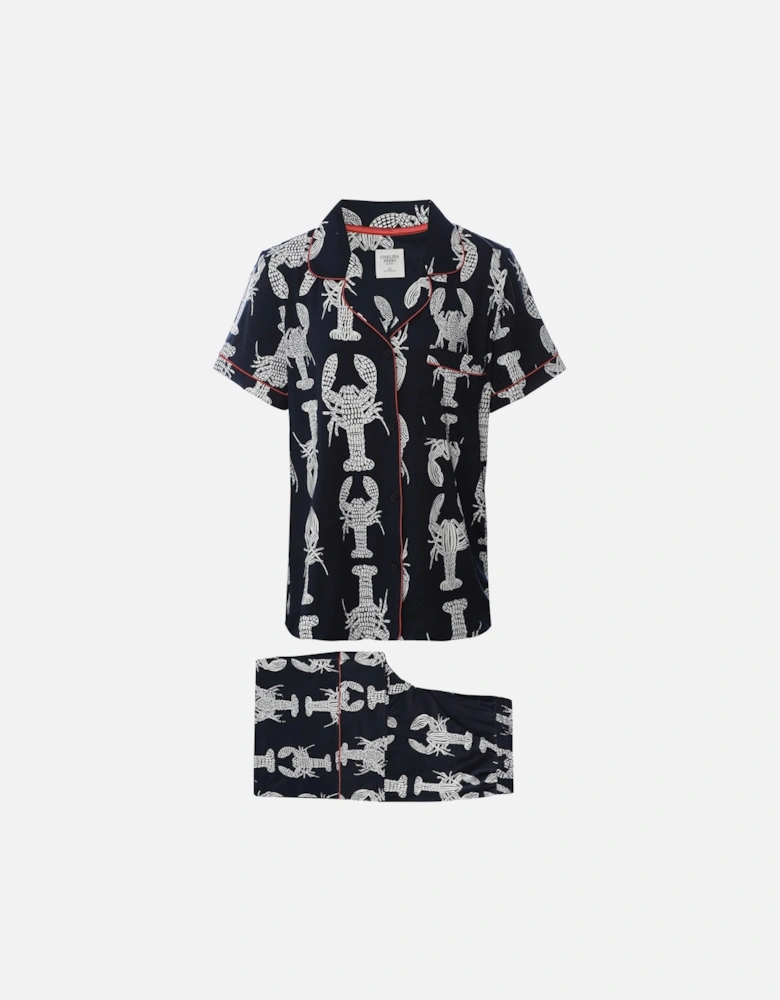 Lobster Sketch Print Cropped Pyjama Set