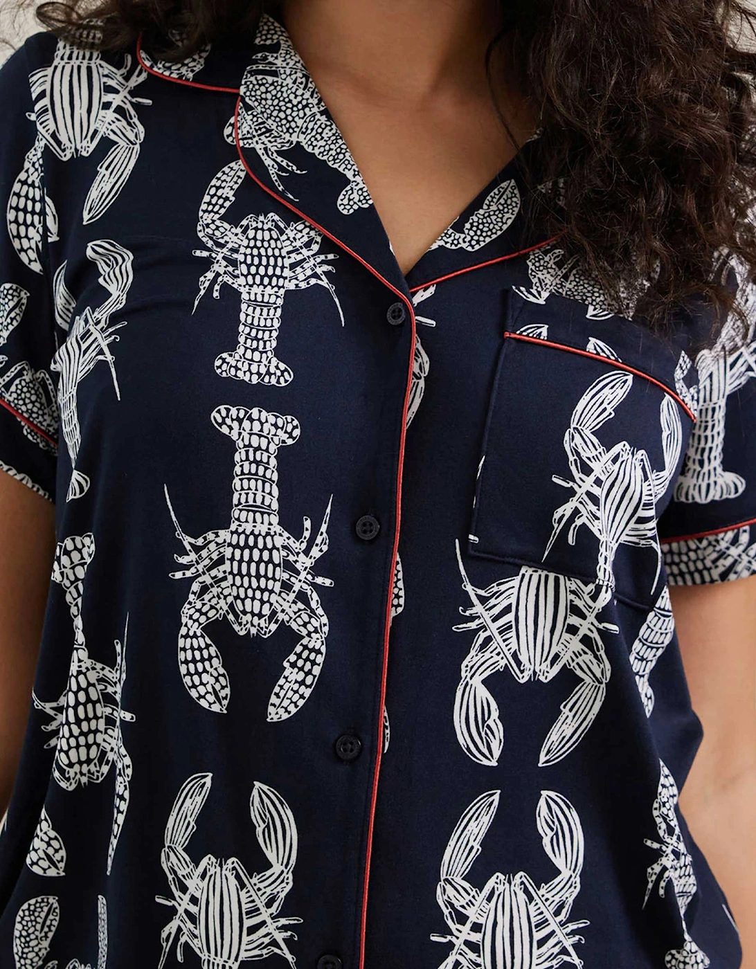 Lobster Sketch Print Cropped Pyjama Set