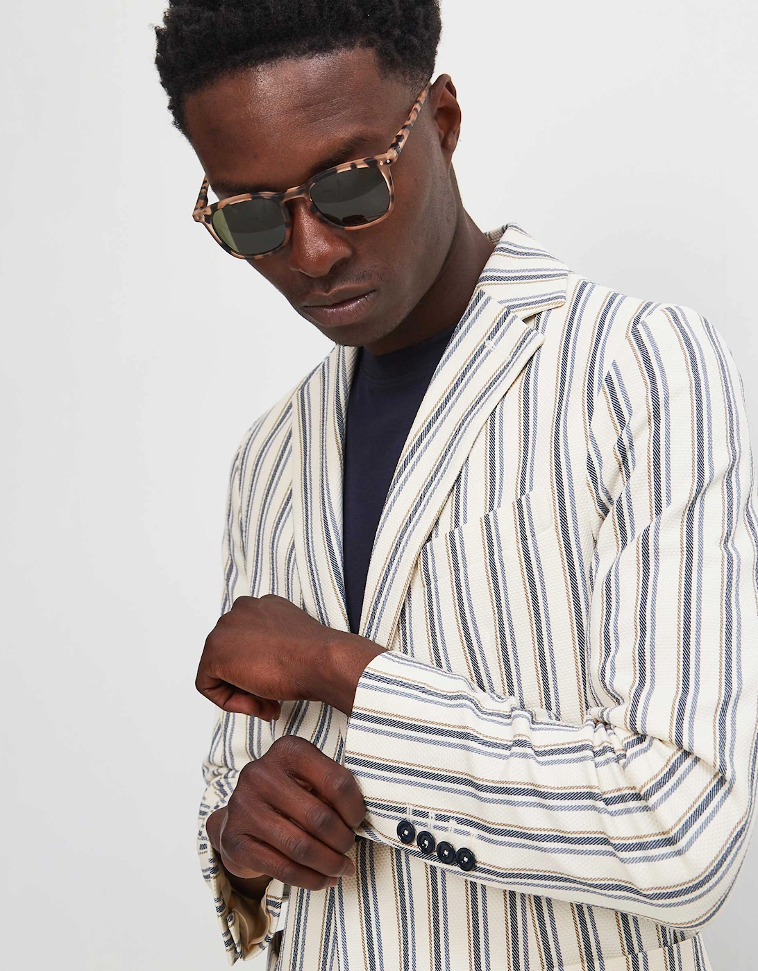 Slim Fit Striped Oxford Blazer