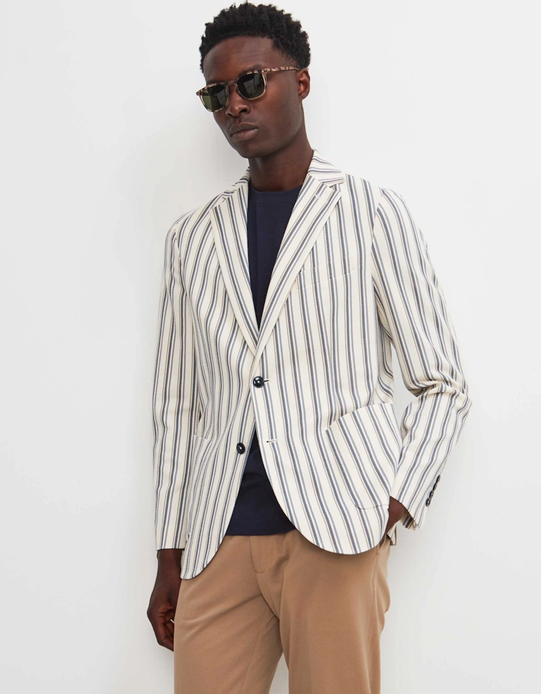 Slim Fit Striped Oxford Blazer