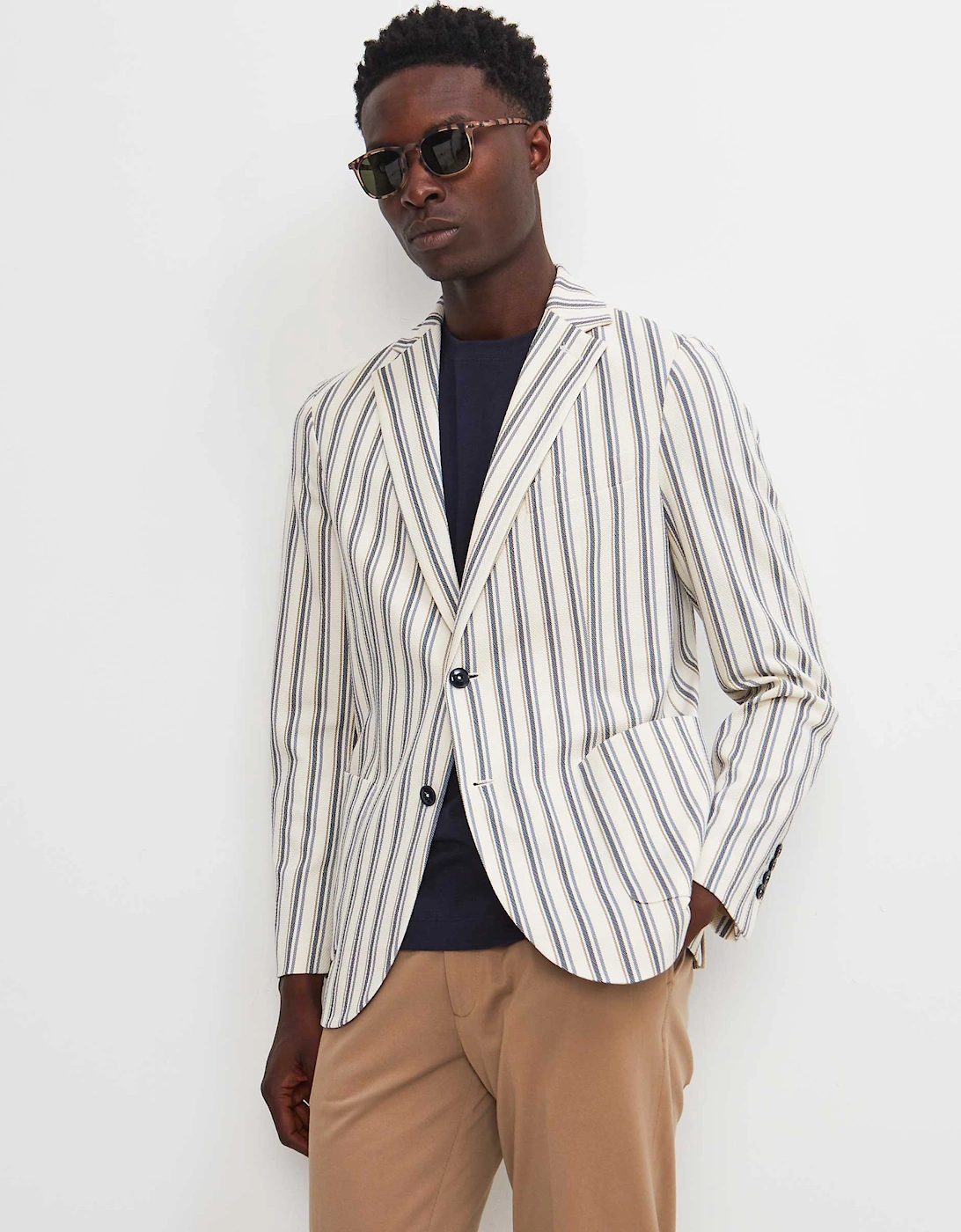 Slim Fit Striped Oxford Blazer