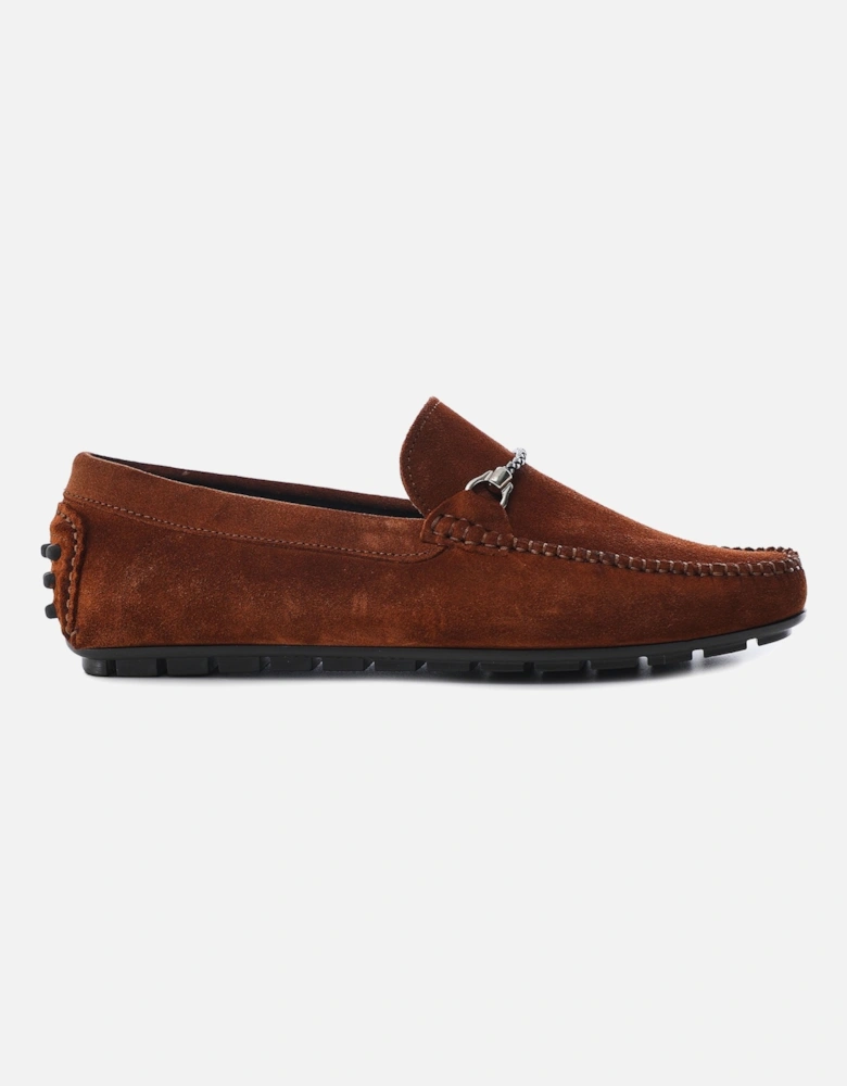 Suede Horse Bit Driving Loafers
