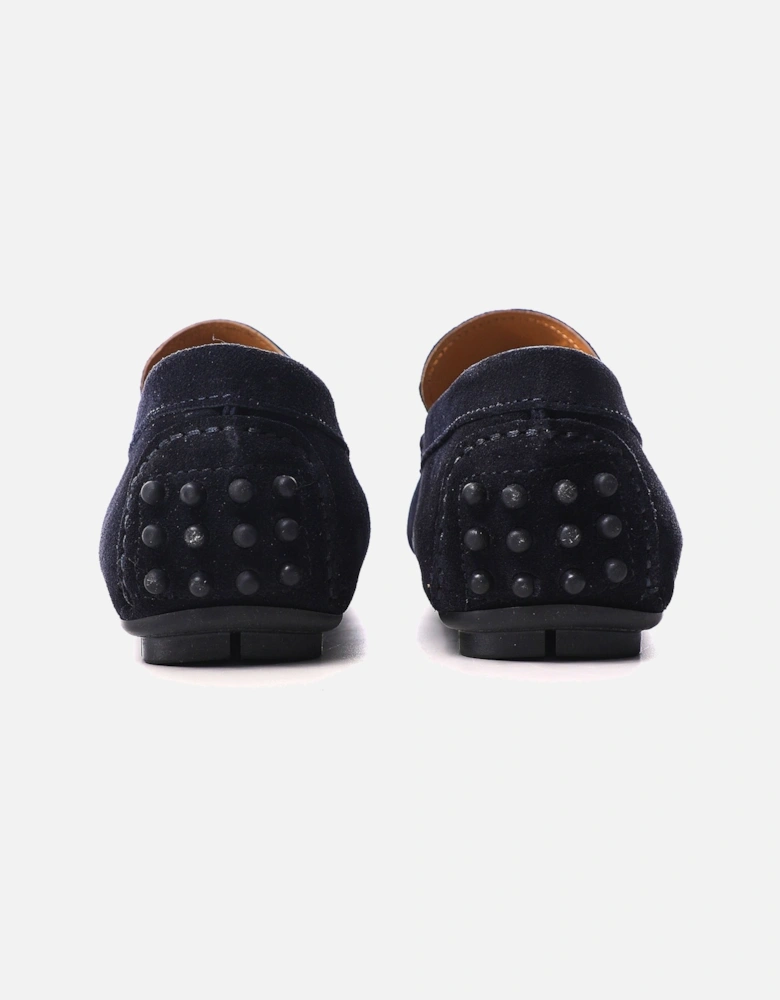 Suede Horse Bit Driving Loafers