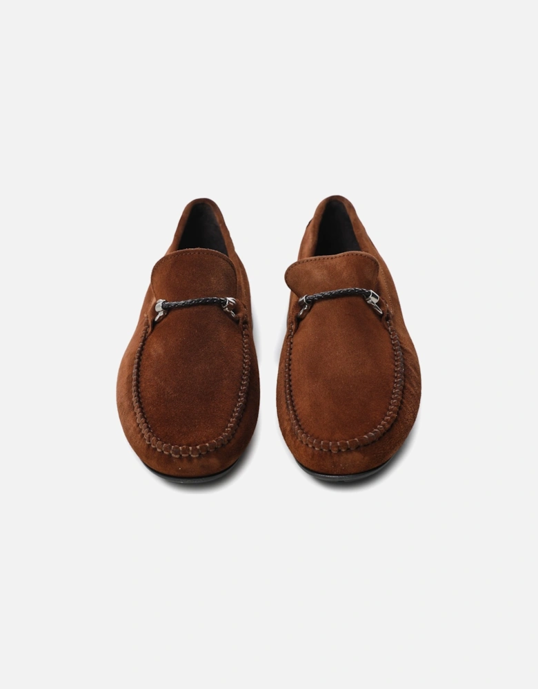 Suede Horse Bit Driving Loafers