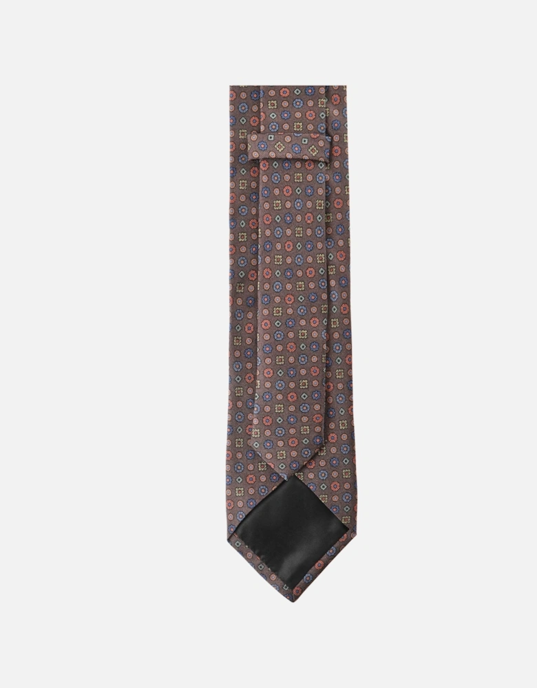 Silk Geometric Floral Tie