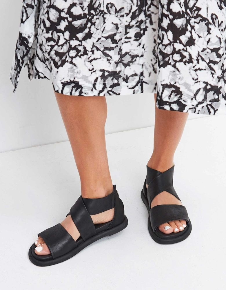 Crossover Strap Leather Sandals