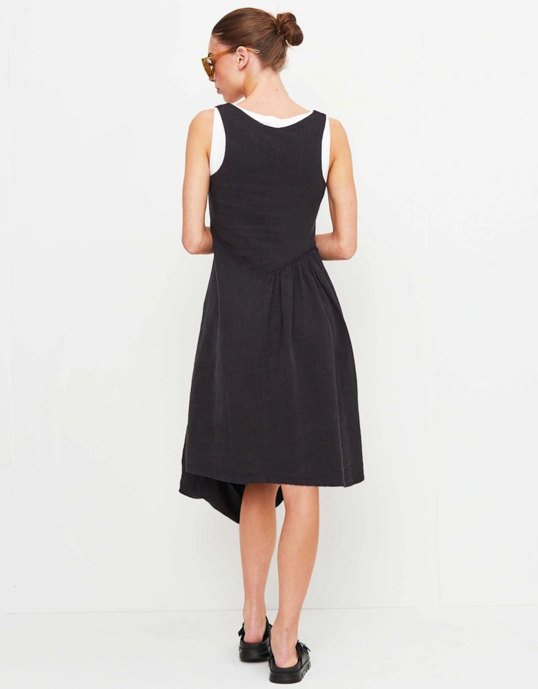 Ramie Asymmetric Midi Dress