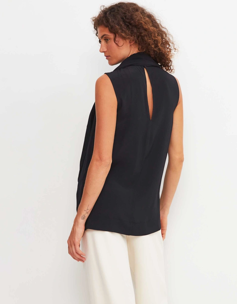 Black Sleeveless Draped Top
