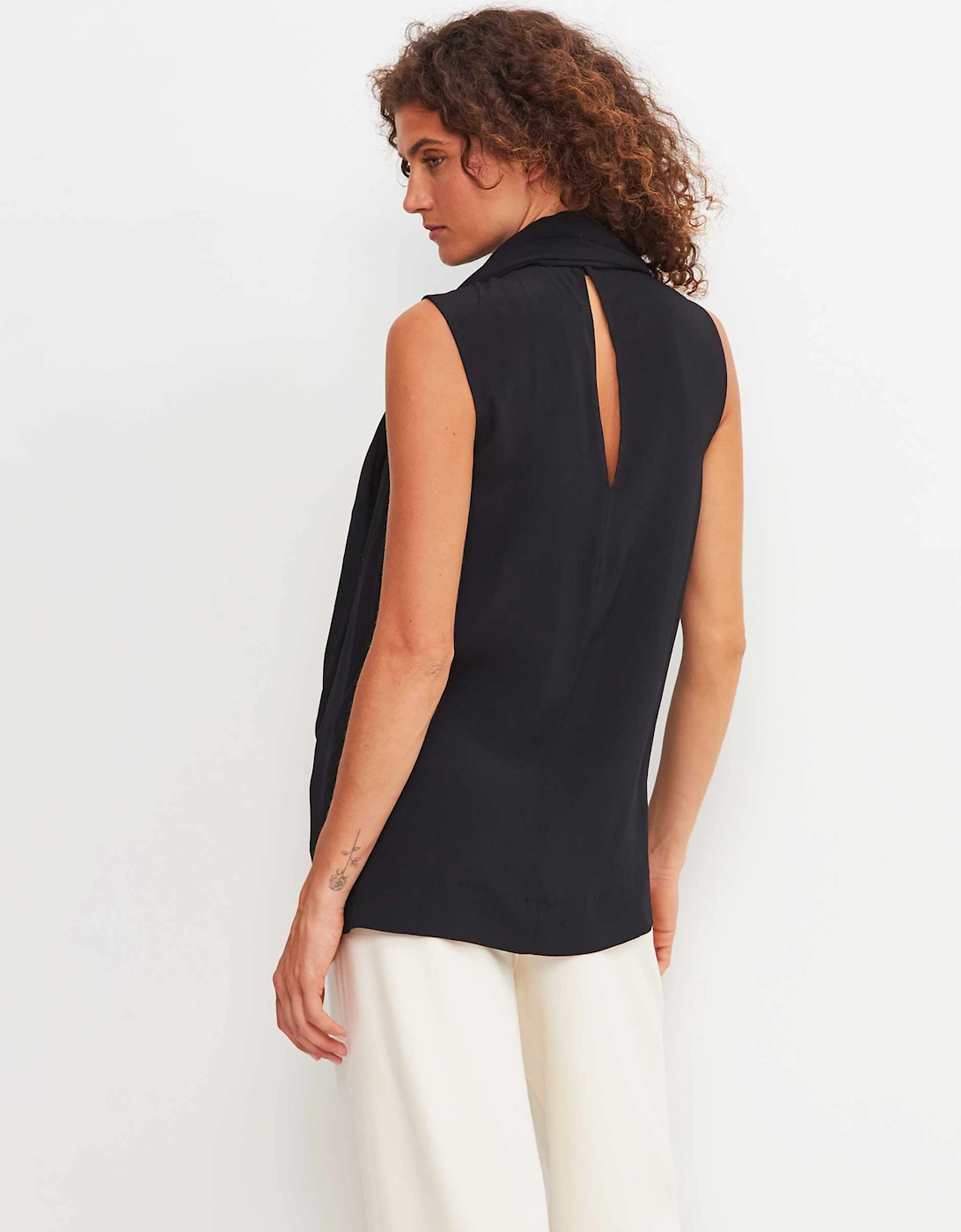 Black Sleeveless Draped Top