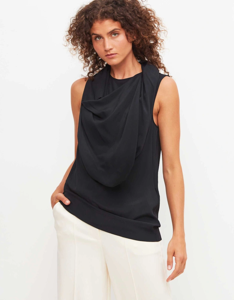 Black Sleeveless Draped Top