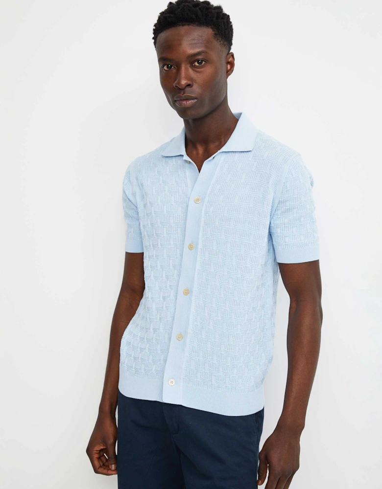 Crepe Cotton Button Polo Shirt