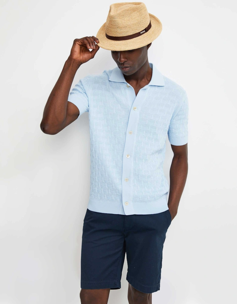 Crepe Cotton Button Polo Shirt