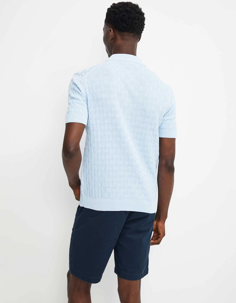 Crepe Cotton Button Polo Shirt