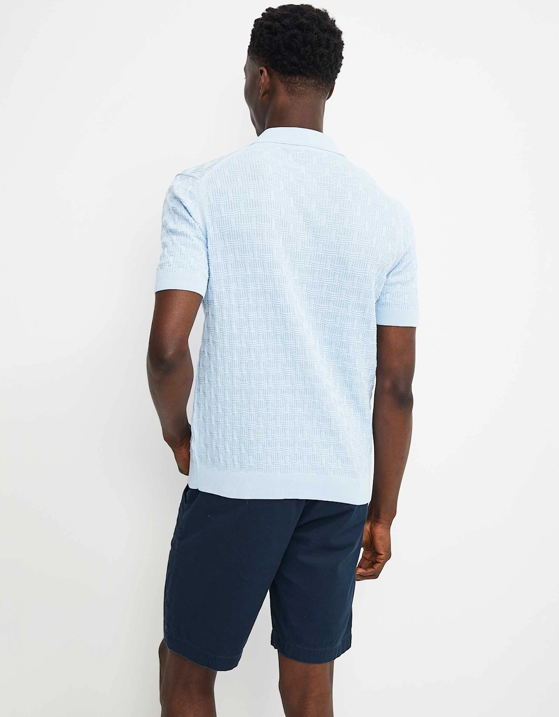 Crepe Cotton Button Polo Shirt
