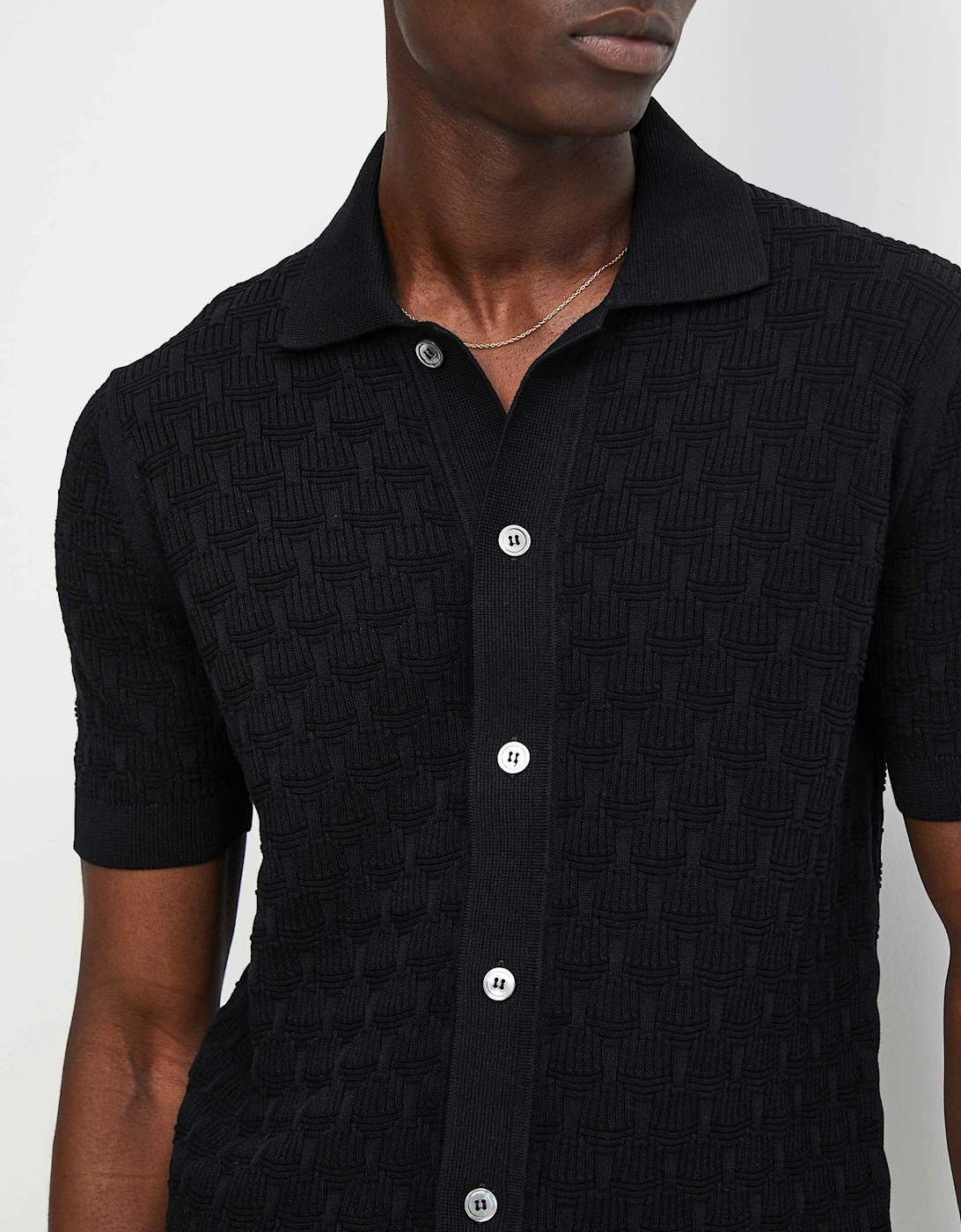 Crepe Cotton Button Polo Shirt