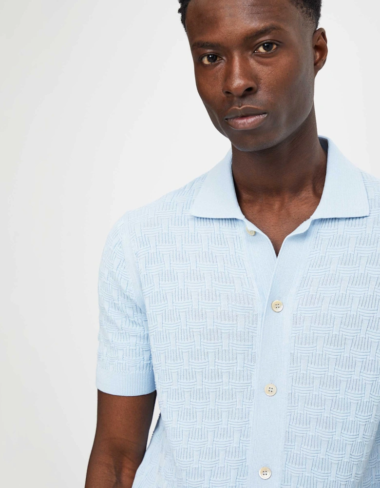 Crepe Cotton Button Polo Shirt