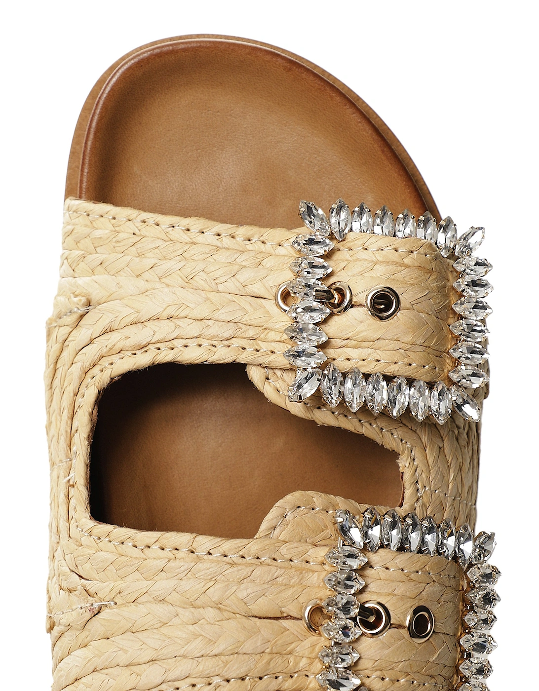 Embellished Raffia Sandals