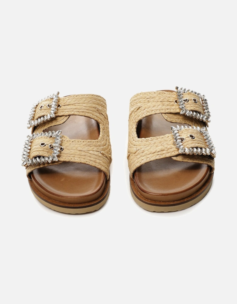 Embellished Raffia Sandals