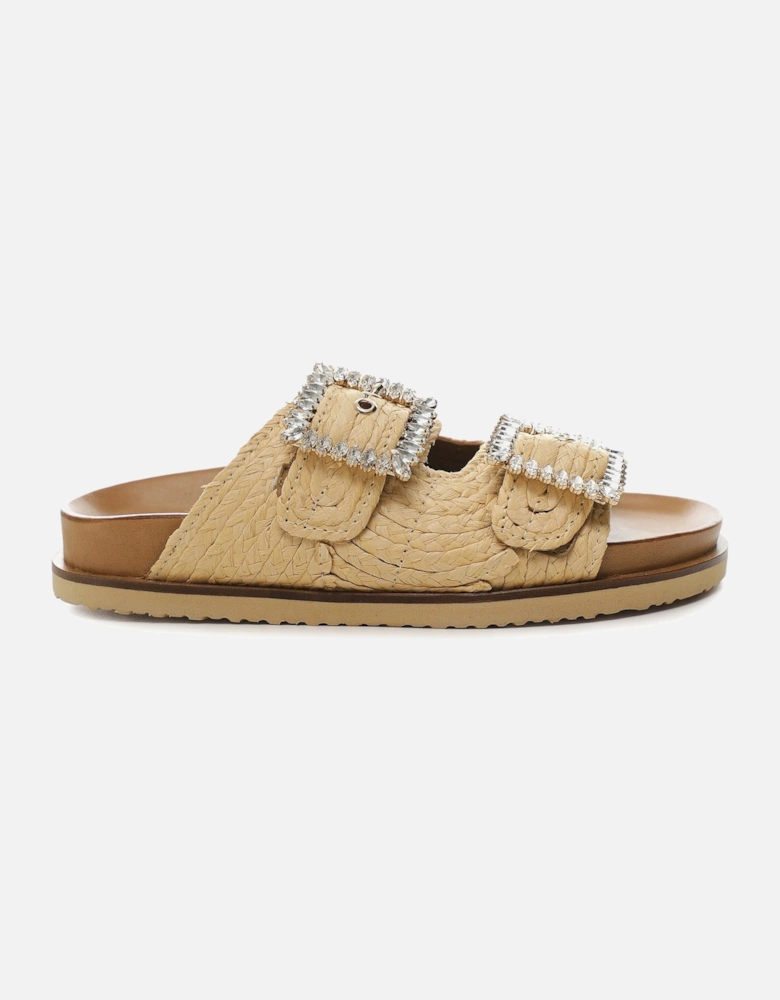 Embellished Raffia Sandals