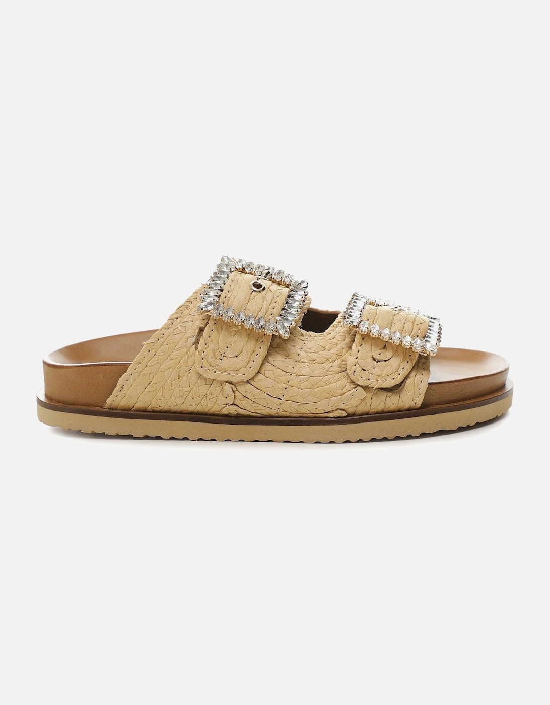 Embellished Raffia Sandals