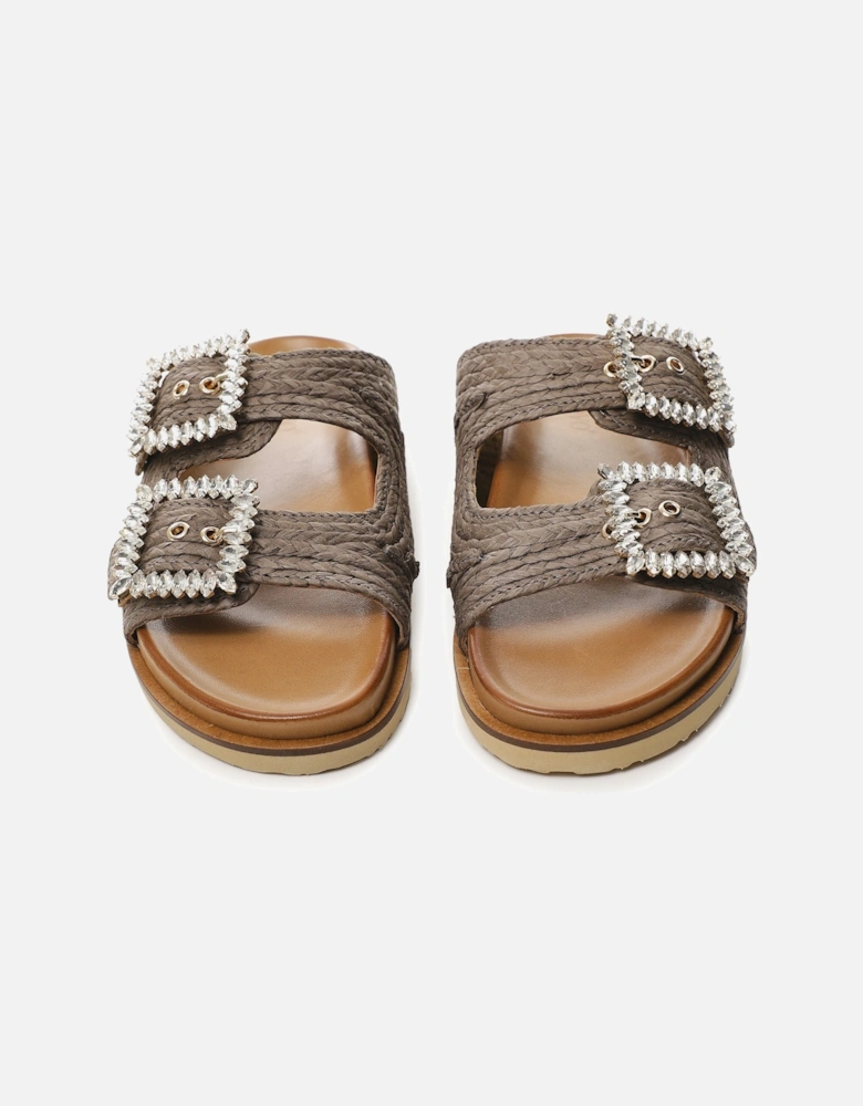 Embellished Raffia Sandals
