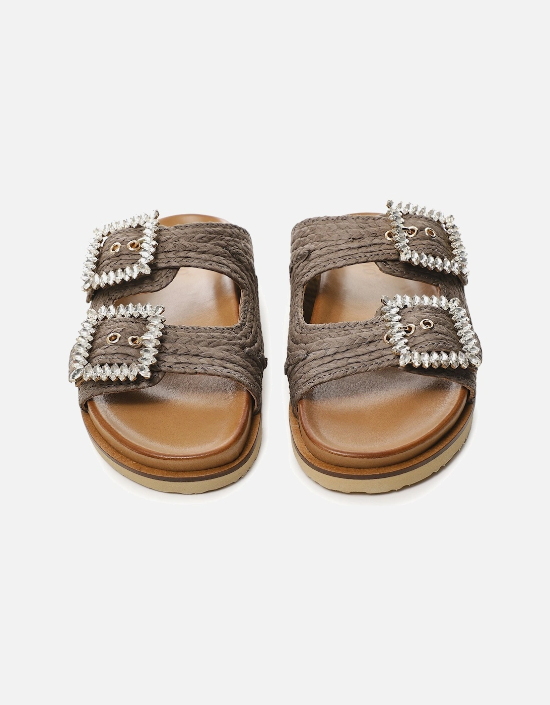 Embellished Raffia Sandals