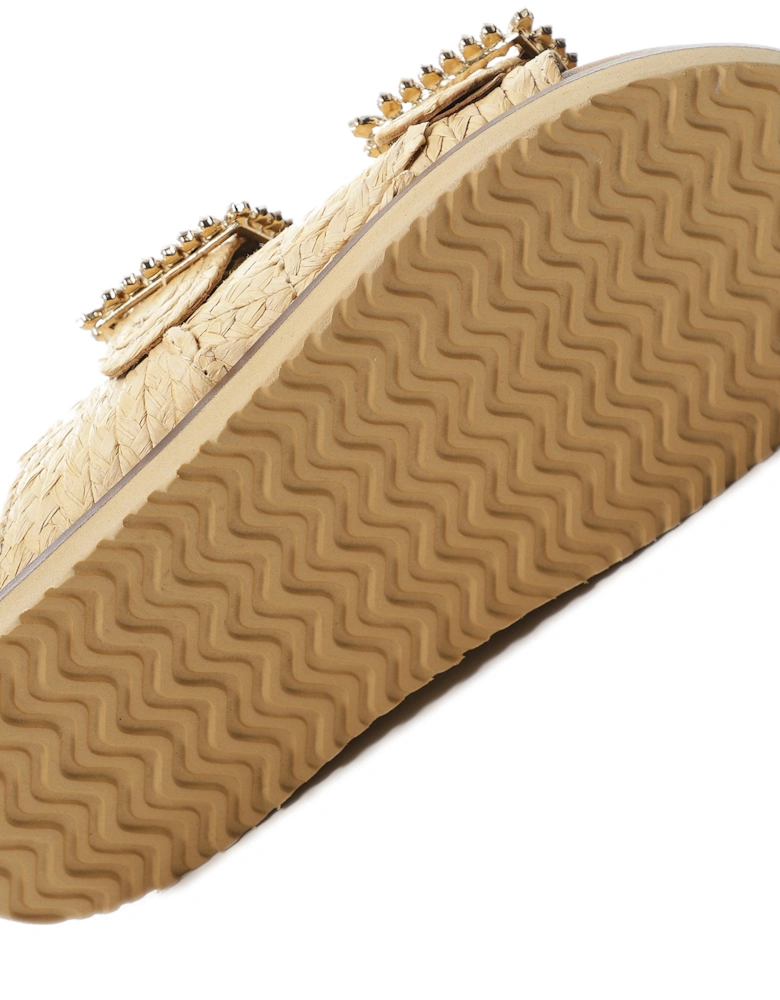 Embellished Raffia Sandals