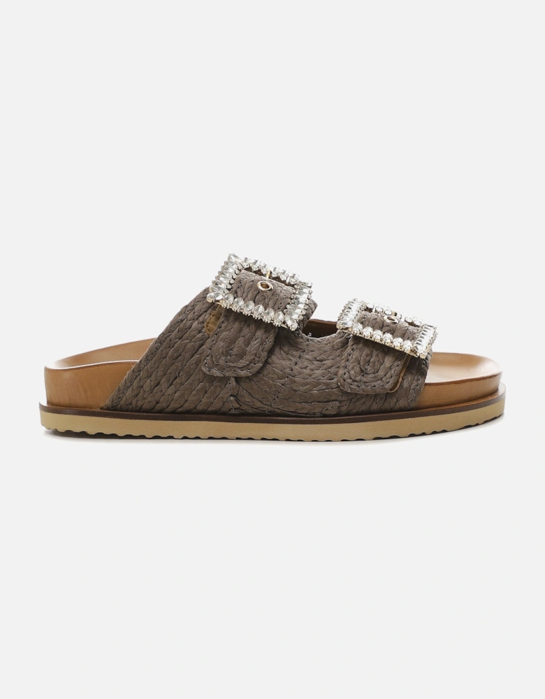 Embellished Raffia Sandals